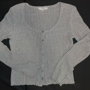 ribbed button down cardigan top